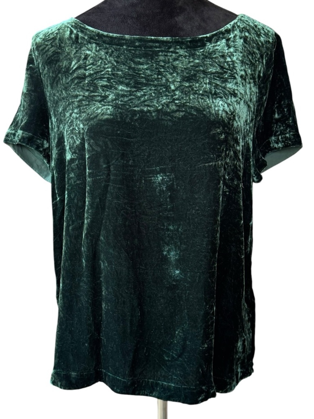 Eileen  FisherVelvet Short Sleeve Women's Top - Emerald Green Size Medium